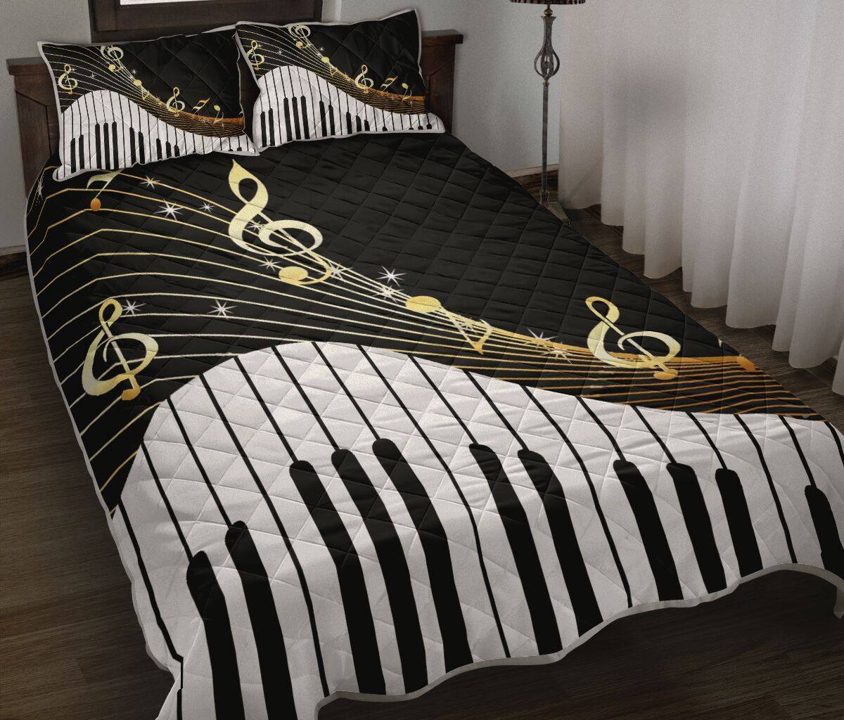 Piano Key And Music Note Quilt Bedding Set CLH0909008