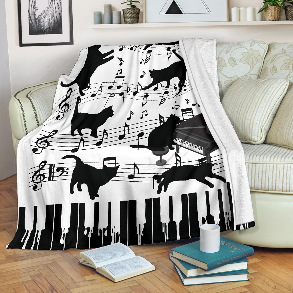 Piano Cat CLM3010378S Sherpa Fleece Blanket