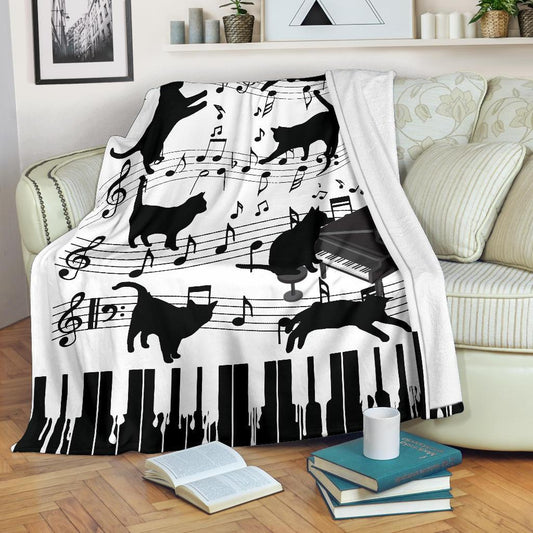 Piano Cat CLM3010378S Sherpa Fleece Blanket