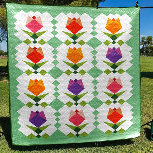 Pieced Flower Quilt Blanket HM040701M