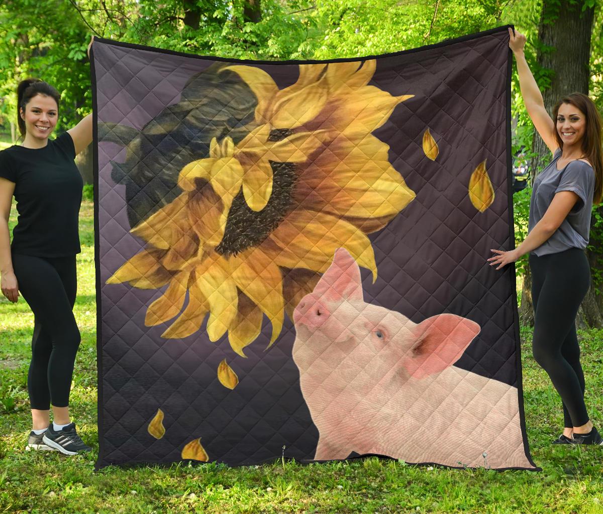 Pig Sunflower CL07110237MDQ Quilt Blanket