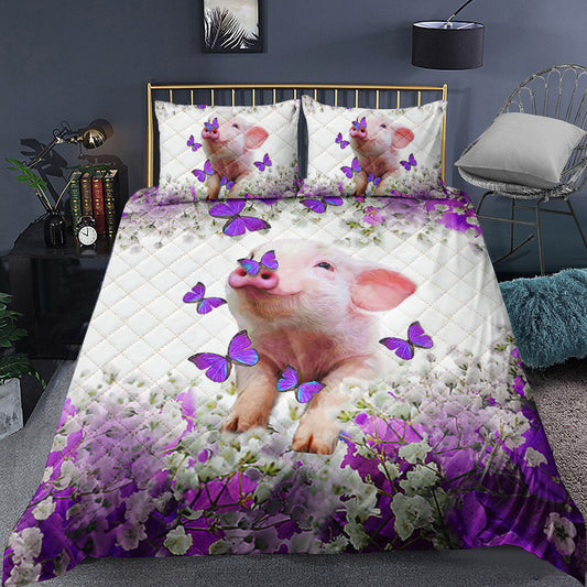 Pig With Butterflies Quilt Bedding Set TL180901