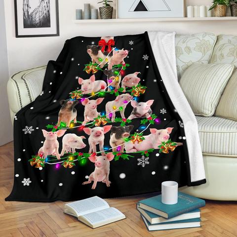 Pig Christmas Tree CLA0910093F Sherpa Fleece Blanket