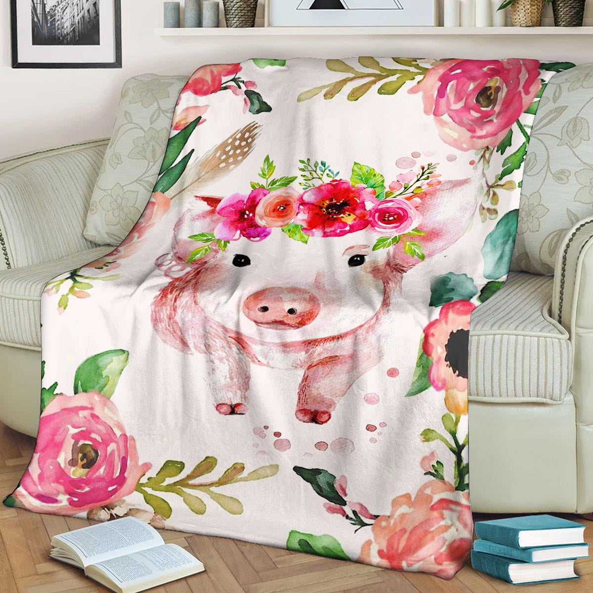 Pig DD200837F Sherpa Fleece Blanket