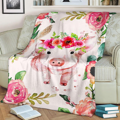 Pig DD200837F Sherpa Fleece Blanket