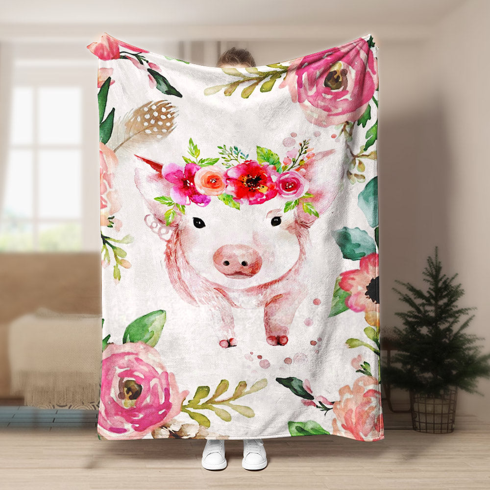 Pig DD200837F Sherpa Fleece Blanket