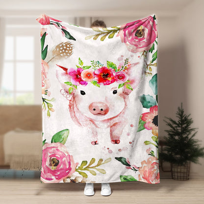Pig DD200837F Sherpa Fleece Blanket