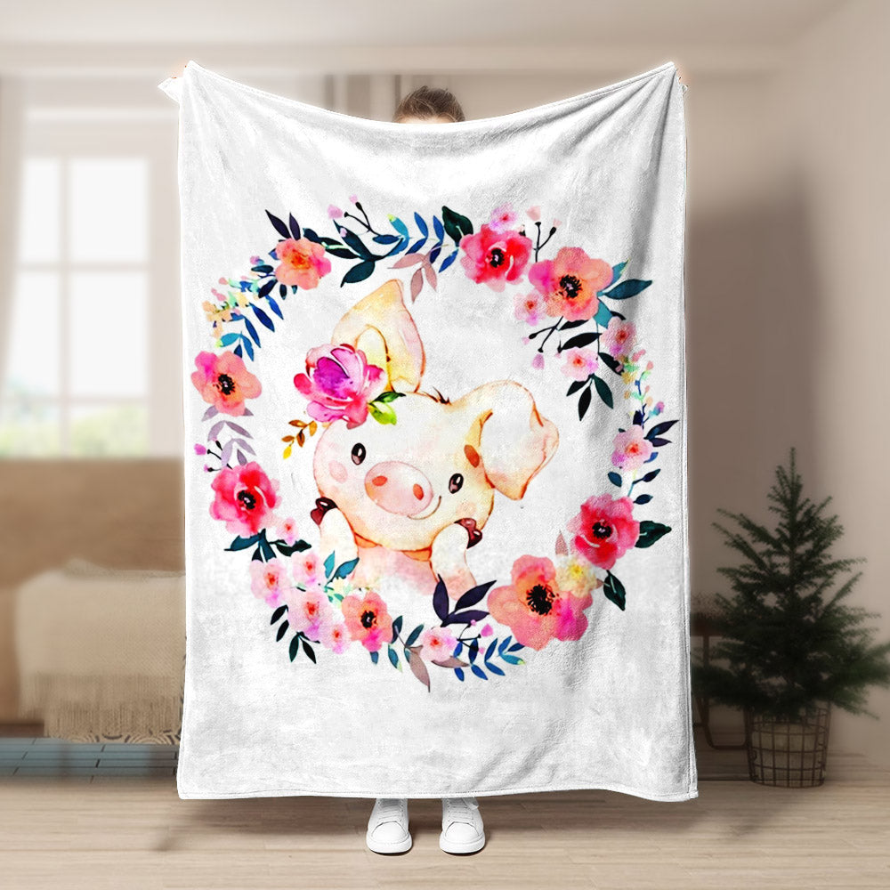 Pig ML040988F Sherpa Fleece Blanket