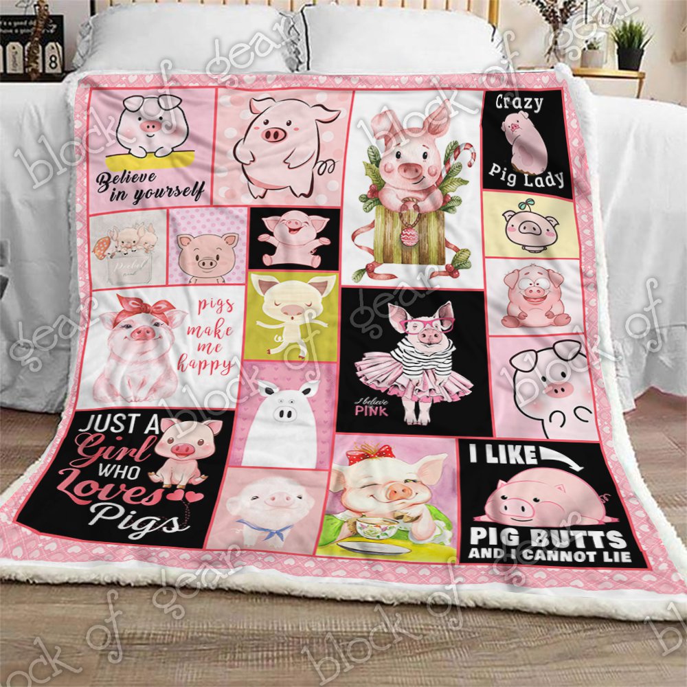 Pigs Make Me Happy CL180988MDF Sherpa Fleece Blanket