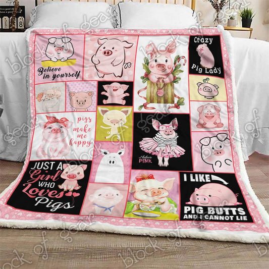 Pigs Make Me Happy CL180988MDF Sherpa Fleece Blanket