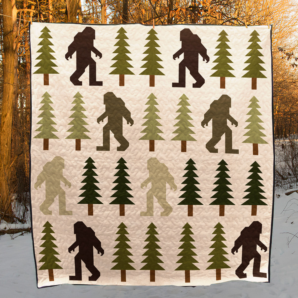 Pine Tree And Big Foot CLA1910384Q Art Quilt