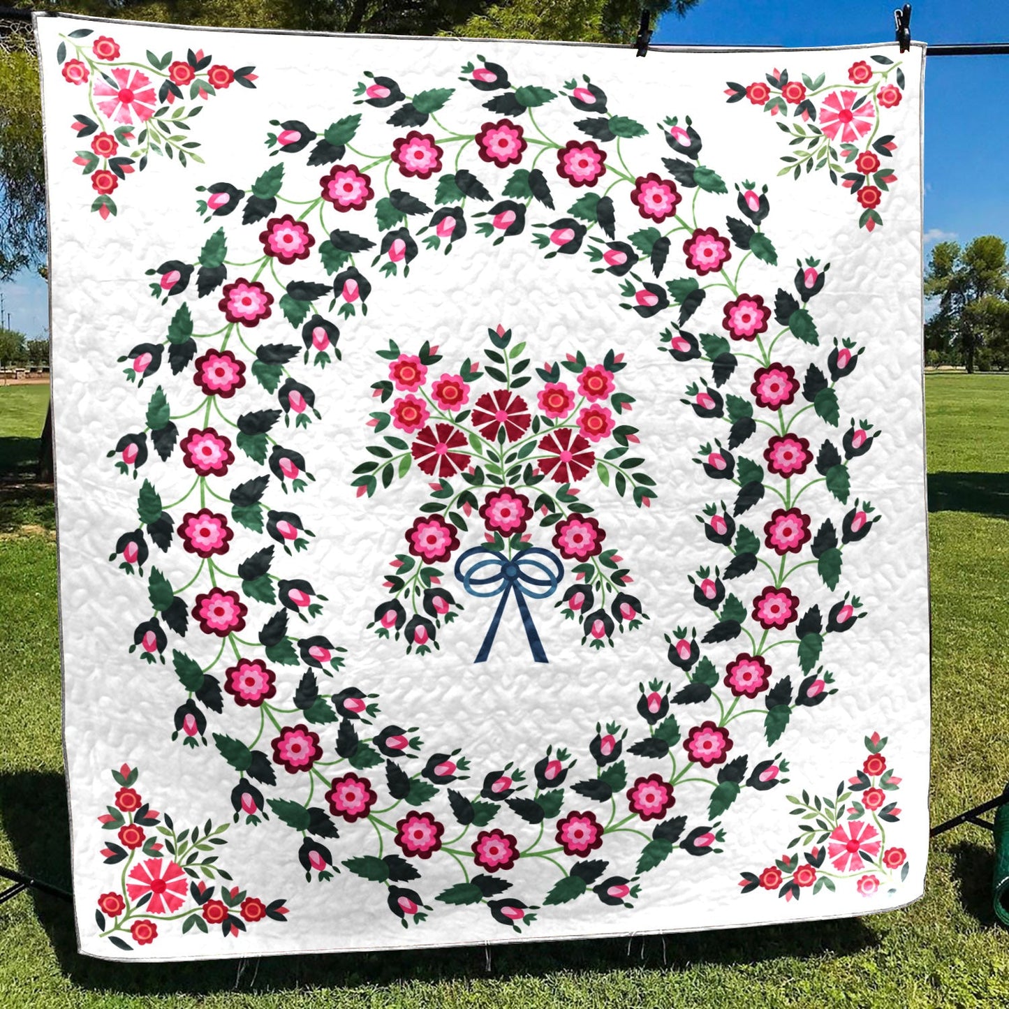 Pink Flower Garden CLA1710451Q Quilt Blanket