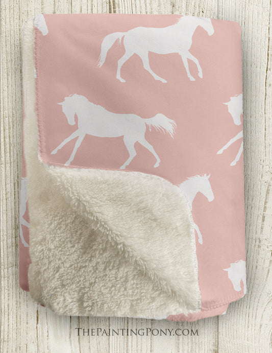 Pink Galloping Horses CLM1810132S Sherpa Fleece Blanket