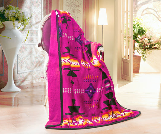 Pink Native American CLM2210105S Sherpa Fleece Blanket