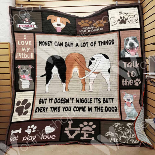 Pitbull Dog CL15100277MDQ Quilt Blanket