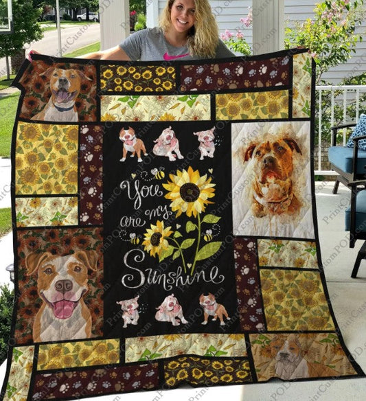 Pitbull Sunflower CLT0611188H Quilt Blanket