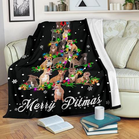 Pitbull Christmas Tree CLA0910090F Sherpa Fleece Blanket