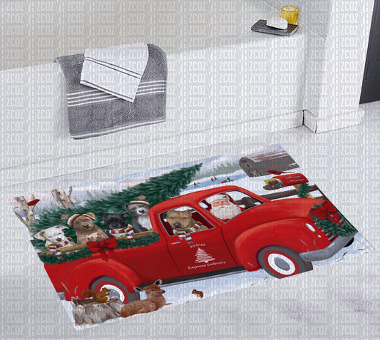 Pitbull Red Truck Christmas CL20111344MDD Non-slip Door mats