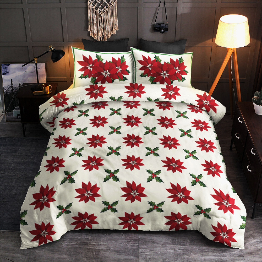 Poinsettia And Holly Christmas CLH2110122B Bedding Sets