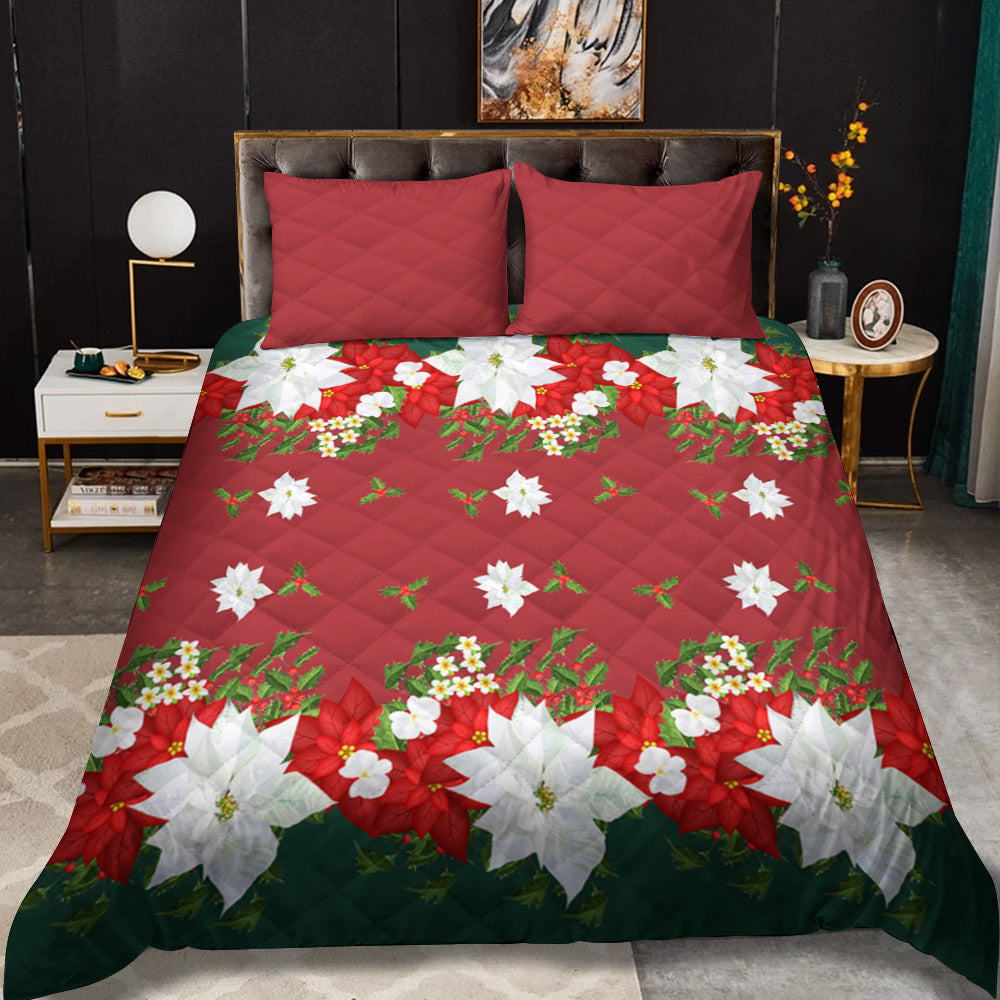Poinsettia Christmas CLH2110123B Quilt Bedding Set