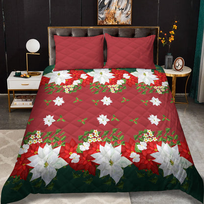 Poinsettia Christmas CLH2110123B Quilt Bedding Set