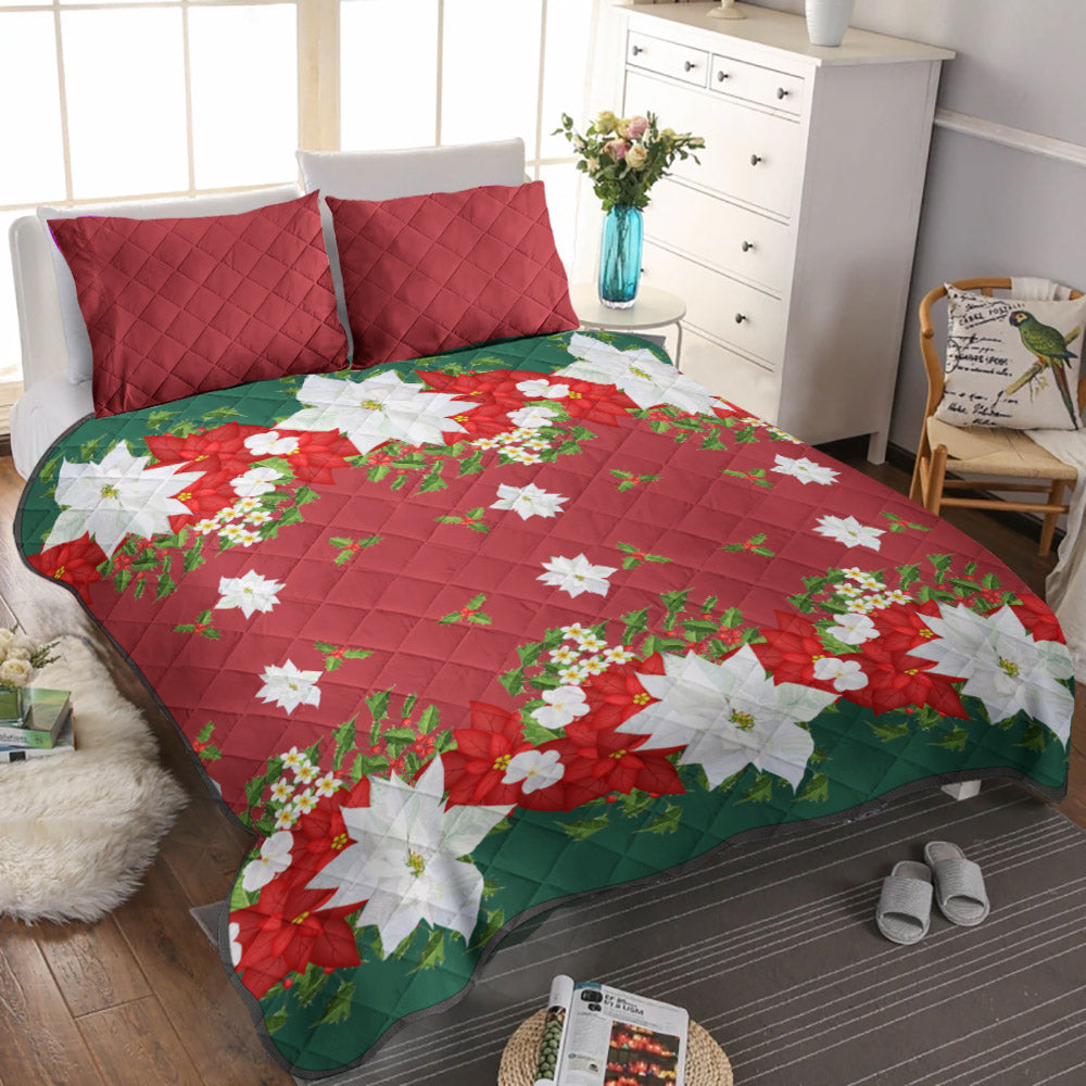 Poinsettia Christmas CLH2110123B Quilt Bedding Set