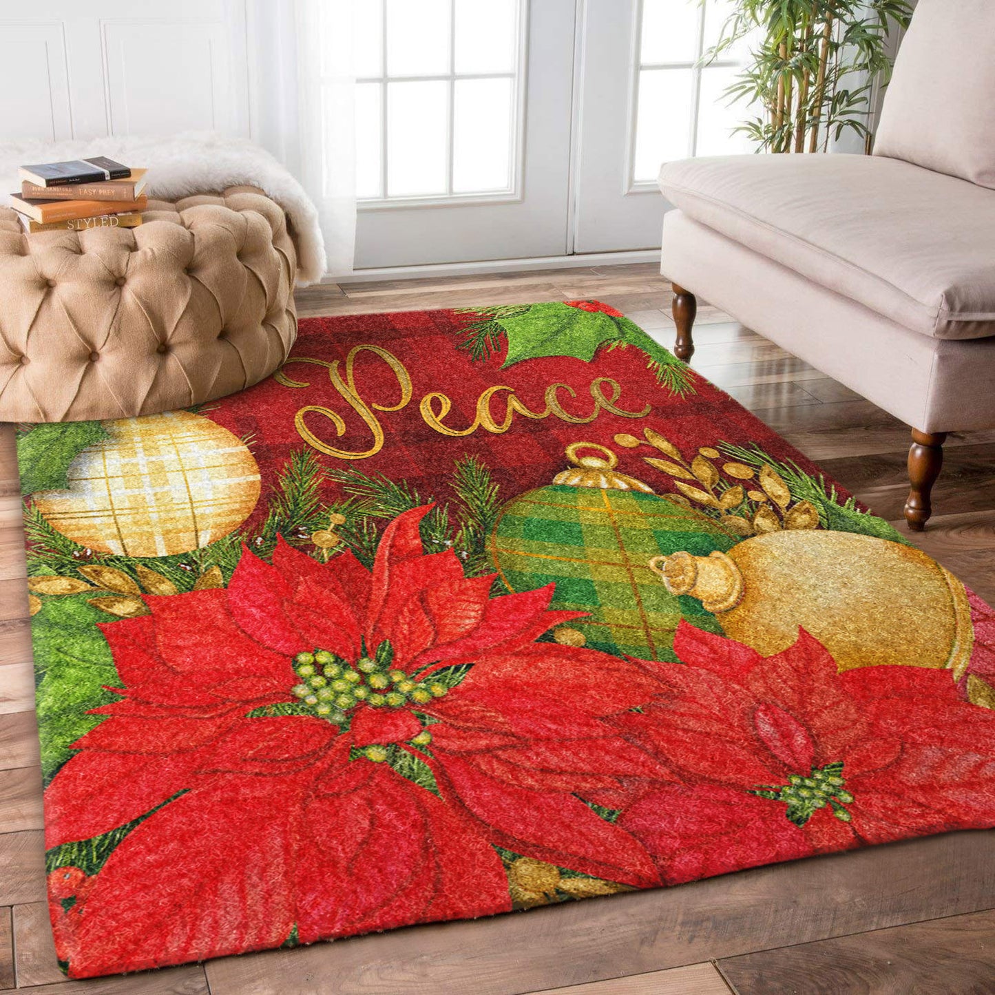 Poinsettia Christmas Light HN0111249R Rug