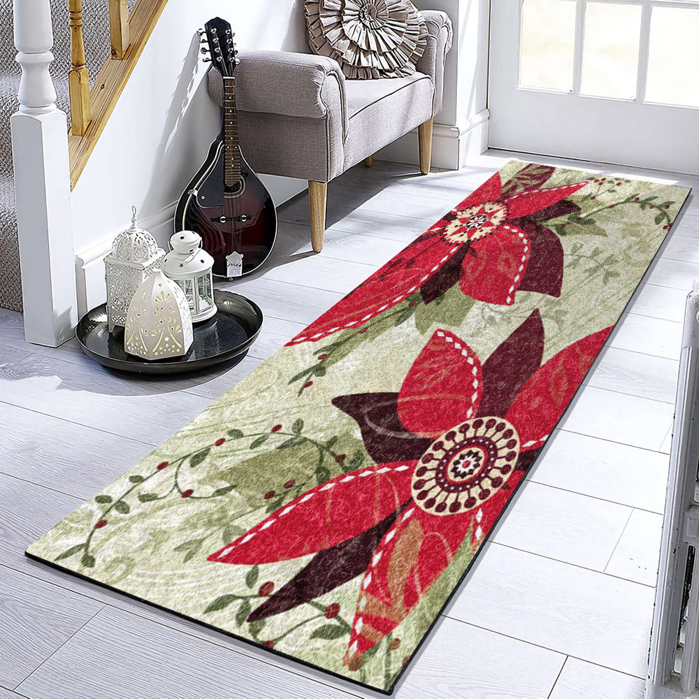 Poinsettia Flower HN3110029RU Runner Rug