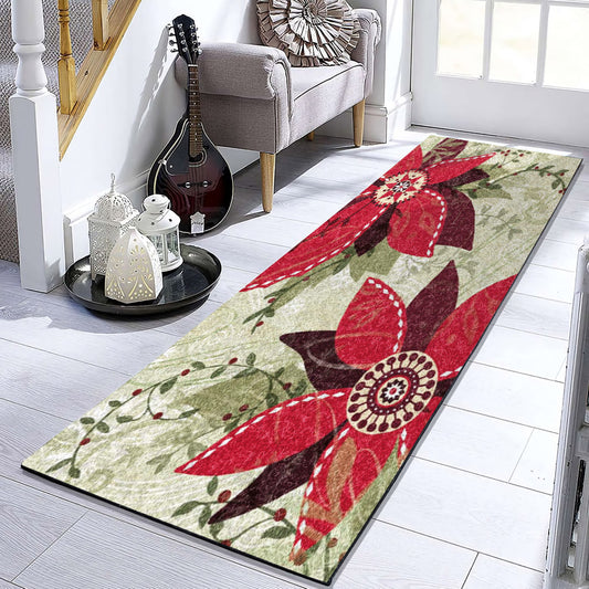 Poinsettia Flower HN3110029RU Runner Rug