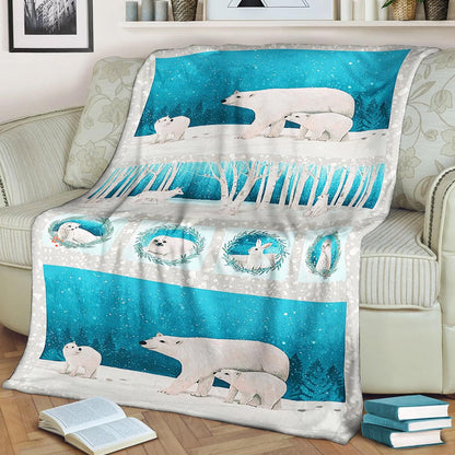 Polar Bear DP220844F Sherpa Fleece Blanket