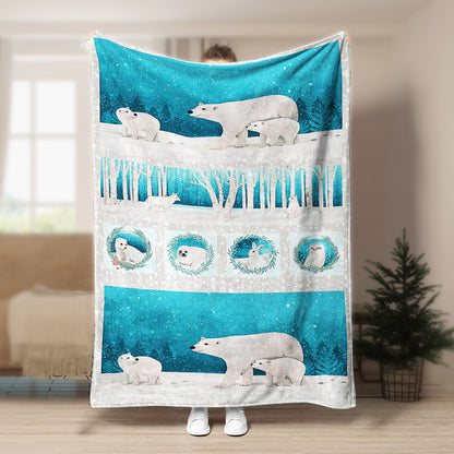 Polar Bear DP220844F Sherpa Fleece Blanket
