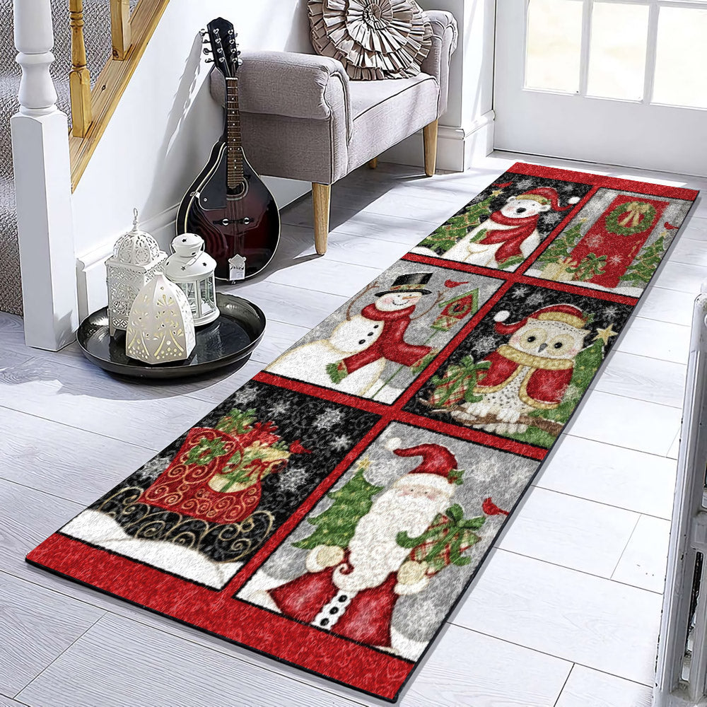 Polar Bear Snowman Owl Santa Claus DV2210032RU Runner Rug