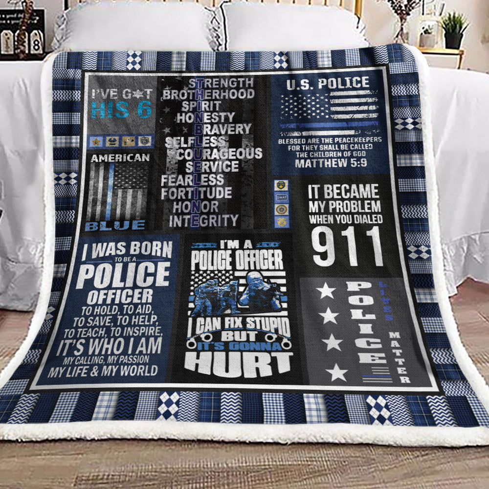 Police BL0110200F Sherpa Fleece Blanket