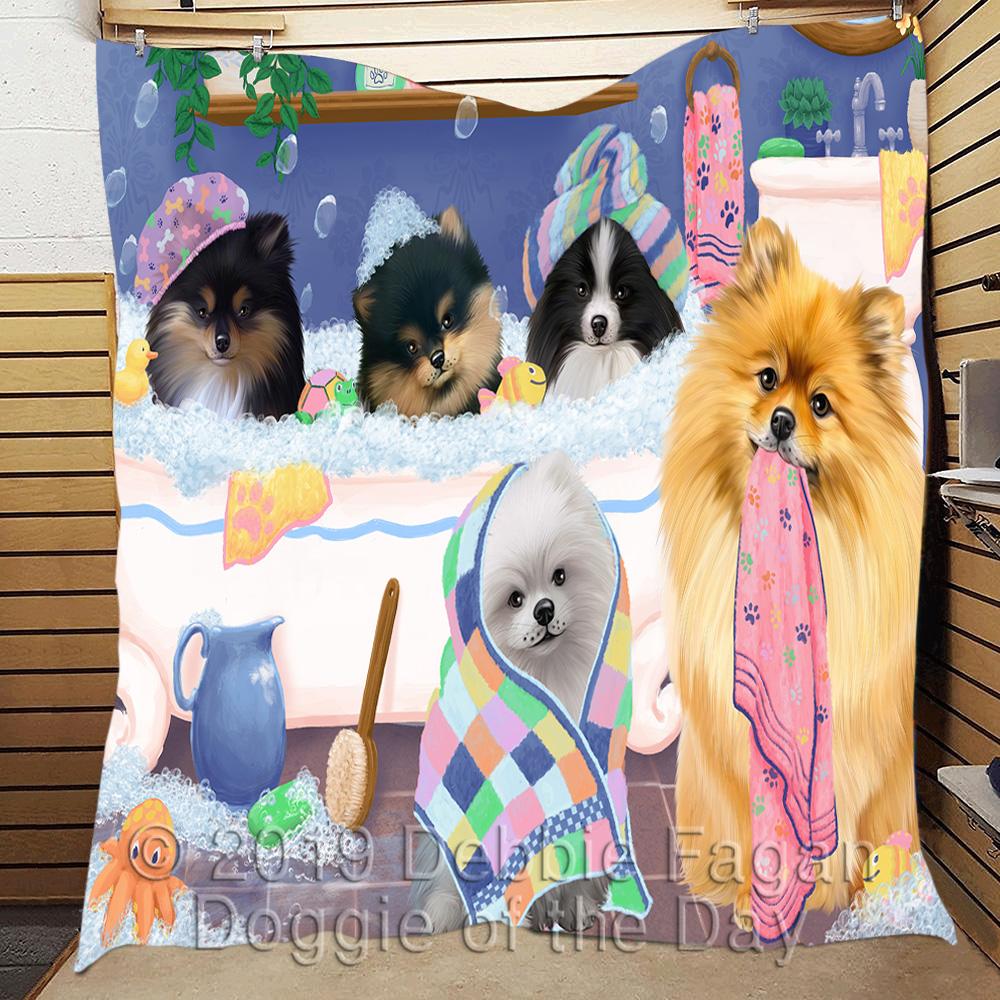 Pomeranian Bubble Bath All CL18111268MDQ Quilt Blanket