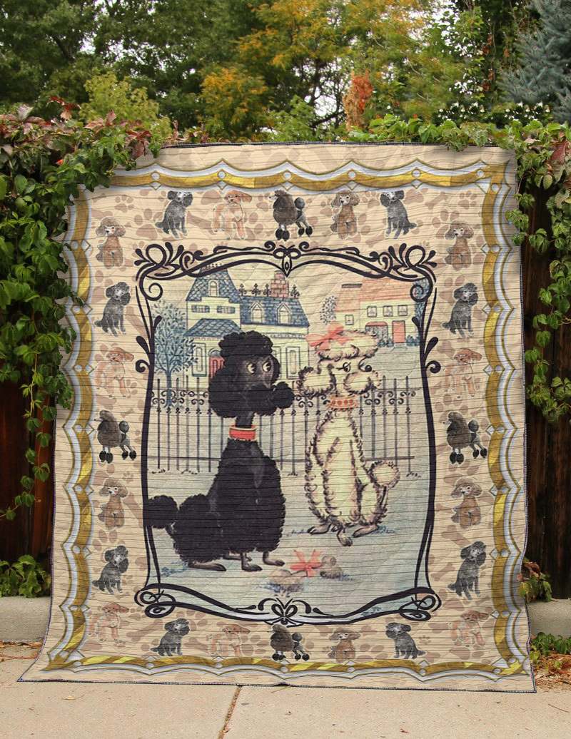 Poodle Black And White CLT270643 Quilt Blanket