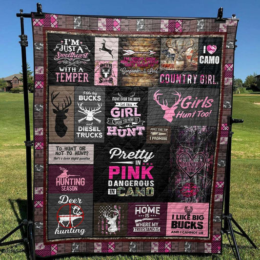 Pretty In Pink Dangerous In Camo NT300564 Quilt Blanket