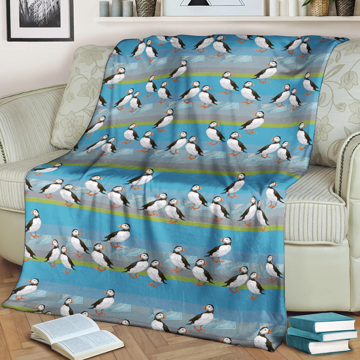 Puffin Pattern CLA15100877F Sherpa Fleece Blanket