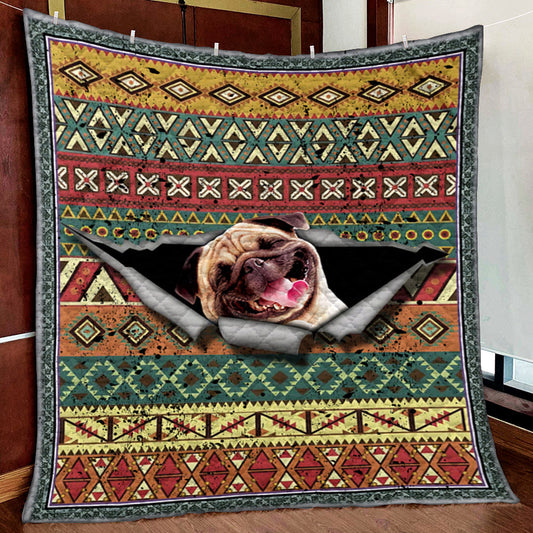 Pug American Pattern Quilt Blanket MN031107