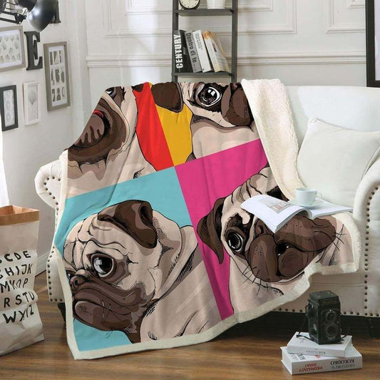 Pug CL1208154MD Sherpa Fleece Blanket