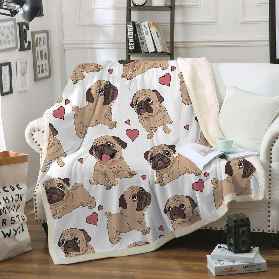 Pug CL140875MD Sherpa Fleece Blanket