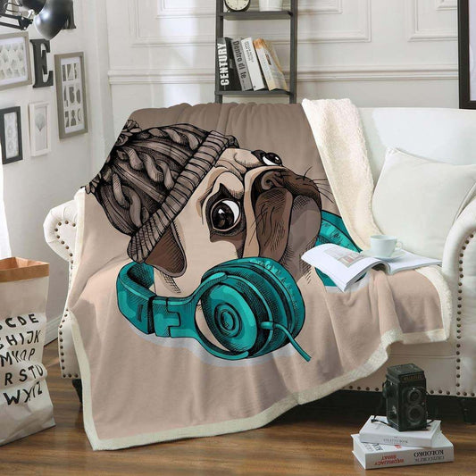 Pug CL150853MD Sherpa Fleece Blanket