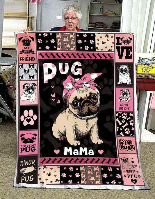 Pug CL240881MD Sherpa Fleece Blanket