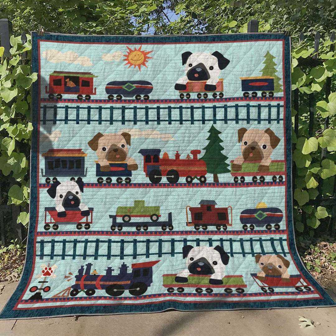 Pug In Train BT040625 Quilt Blanket