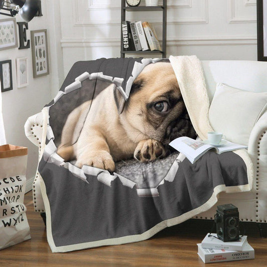 Pug ML171046F Sherpa Fleece Blanket