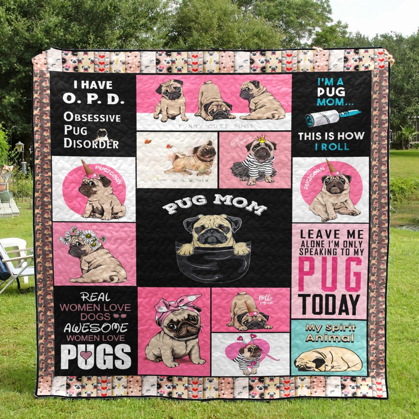 Pug Mom CLT150650 Quilt Blanket