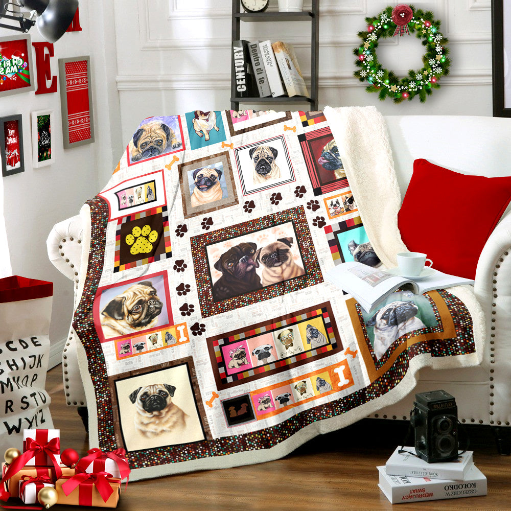 Pug Sherpa Fleece Blanket MN211009