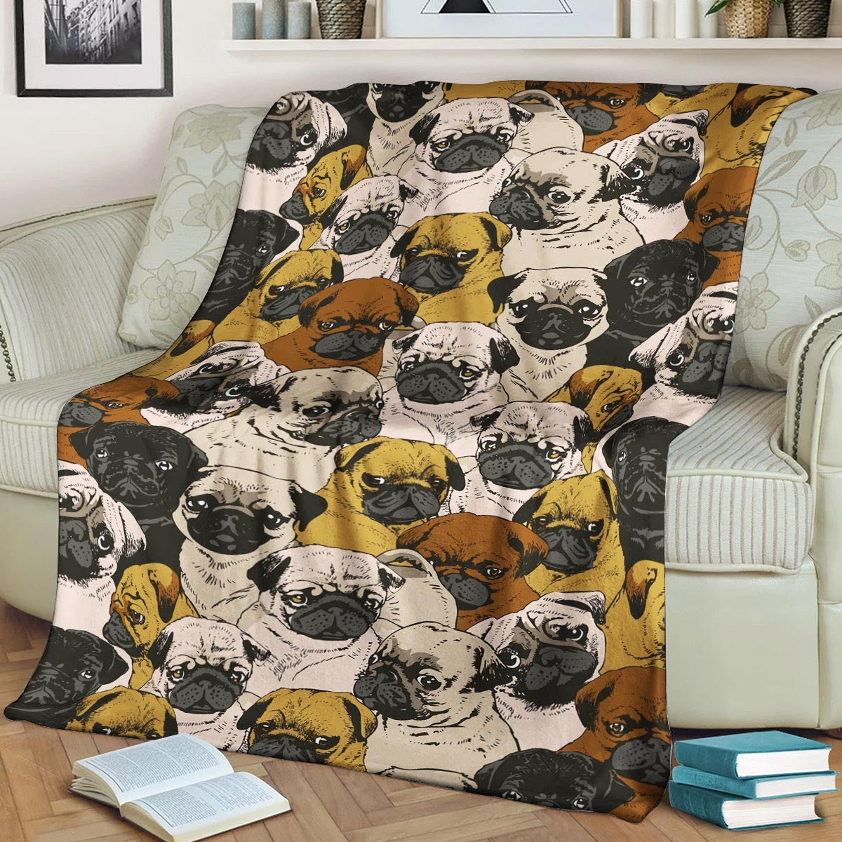 Pug BT300877F Sherpa Fleece Blanket