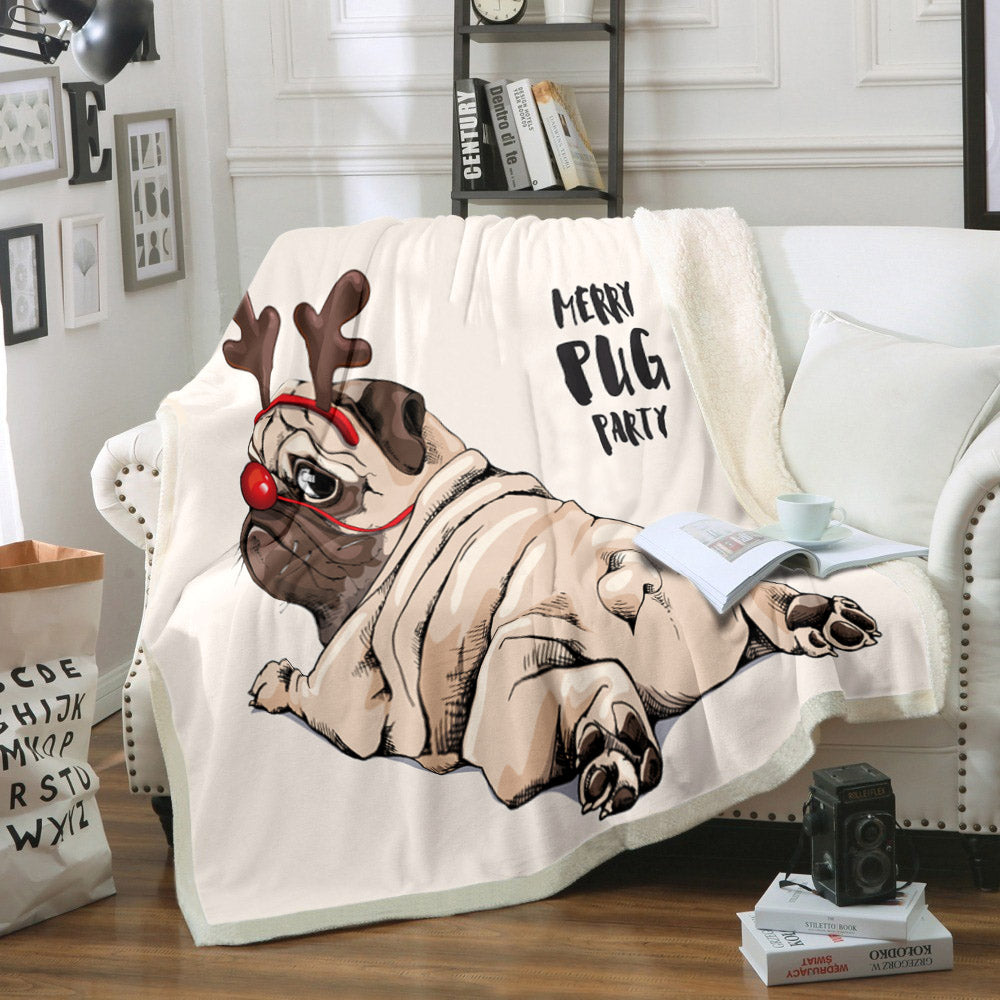 Pug CG270862F Sherpa Fleece Blanket