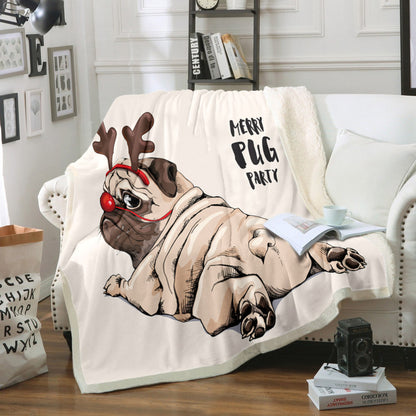 Pug CG270862F Sherpa Fleece Blanket