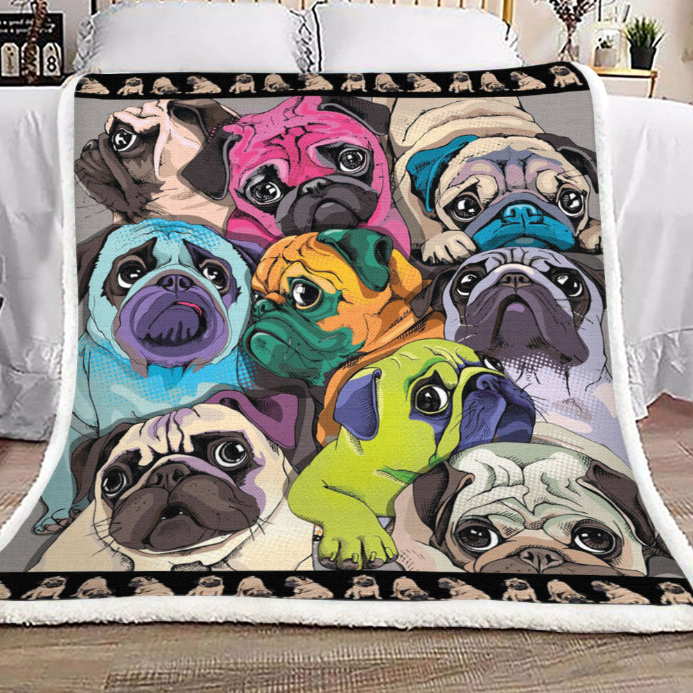 Pug CG3009107TT Sherpa Fleece Blanket